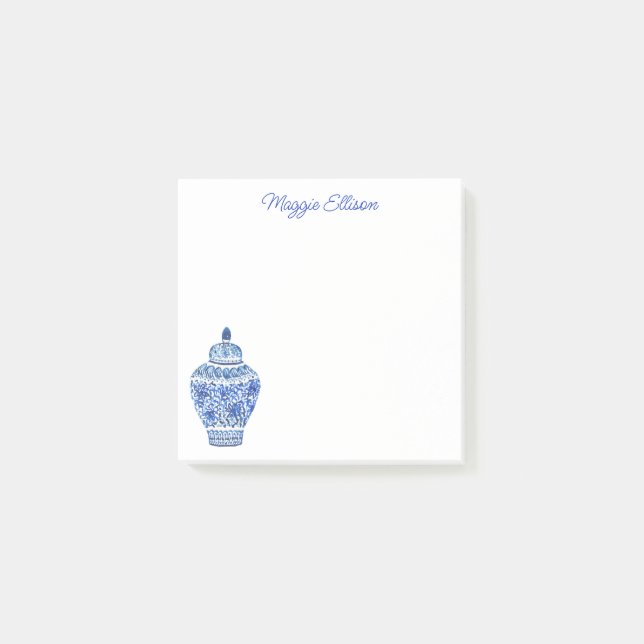 Chinoiserie Watercolor Ginger Jar Post-it Notes (Front)