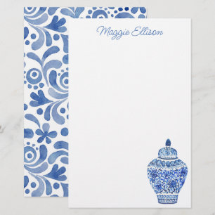 Chinoiserie Watercolor Ginger Jar Stationery