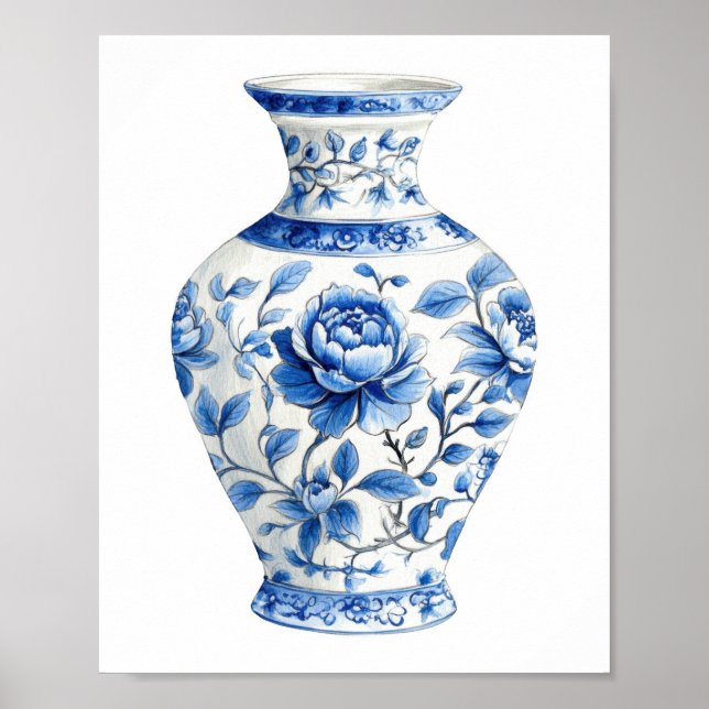 Chinoiserie Watercolor Jar  Poster (Front)