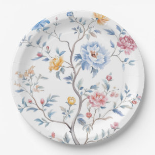 Chinoiserie Watercolor Pattern  Paper Plate