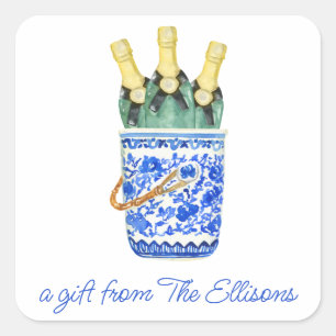 Chinoiserie Watercolor Wine Bucket Gift Stickers