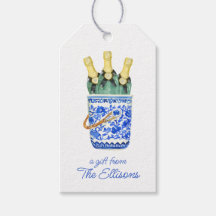 Chinoiserie Watercolor Wine Ice Bucket Gift Tags