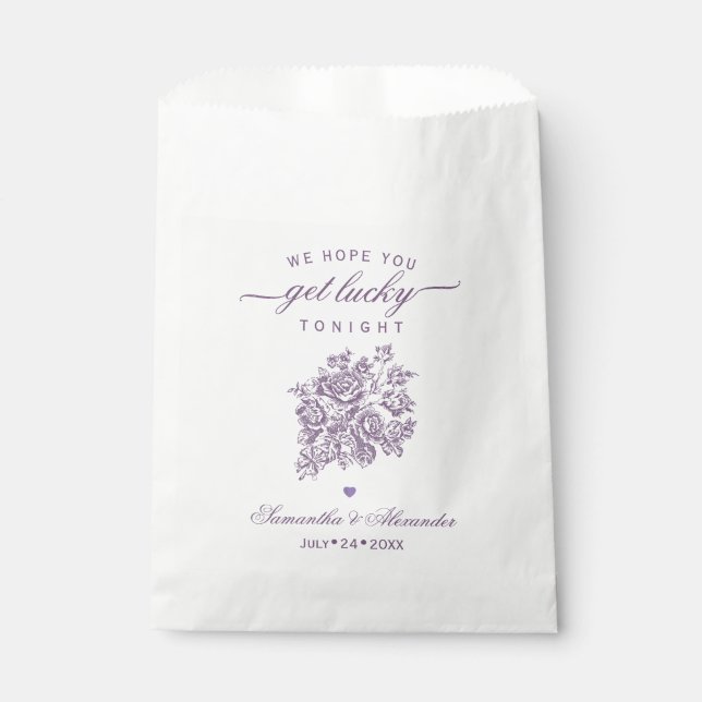 Chinoiserie We Hope You Get Lucky Tonight Wedding Favour Bags (Front)