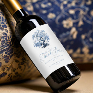 Chinoiserie Wedding Tree Motif Thank You ID1094 Wine Label