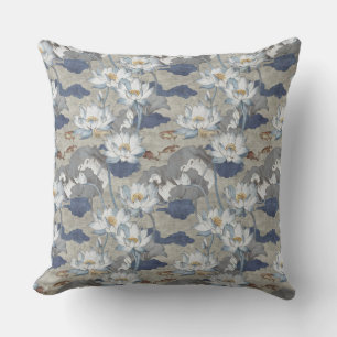 Chinoiserie White Lotus Cushion