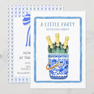 Chinoiserie Wine Bucket New Year's Eve Invitation