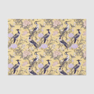 Chinoiserie Yellow Floral Egret Tissue Paper