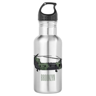 Chinook army helicopter cartoon illustration 532 ml water bottle