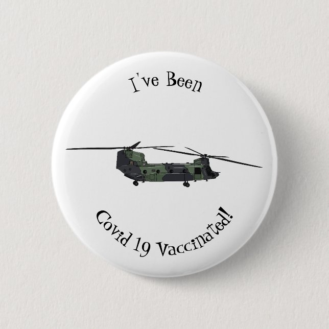 Chinook army helicopter cartoon illustration 6 cm round badge (Front)