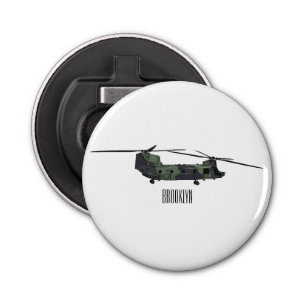 Chinook army helicopter cartoon illustration bottle opener