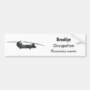 Chinook army helicopter cartoon illustration bumper sticker