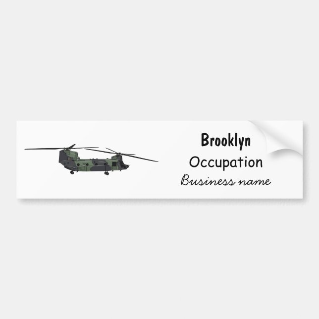 Chinook army helicopter cartoon illustration bumper sticker (Front)