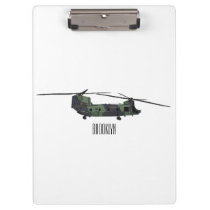 Chinook army helicopter cartoon illustration clipboard