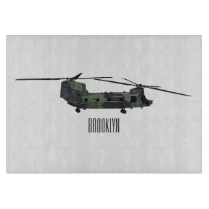Chinook army helicopter cartoon illustration cutting board