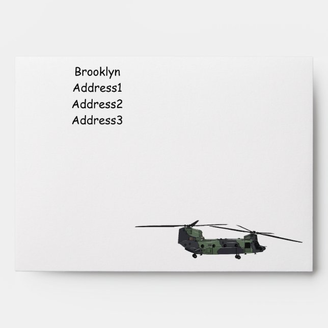 Chinook army helicopter cartoon illustration envelope (Front)