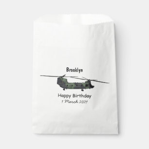 Chinook army helicopter cartoon illustration favour bags