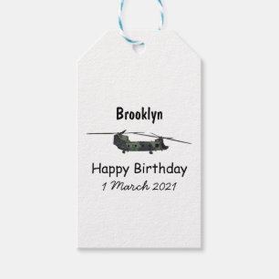 Chinook army helicopter cartoon illustration gift tags