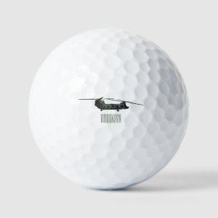 Chinook army helicopter cartoon illustration golf balls