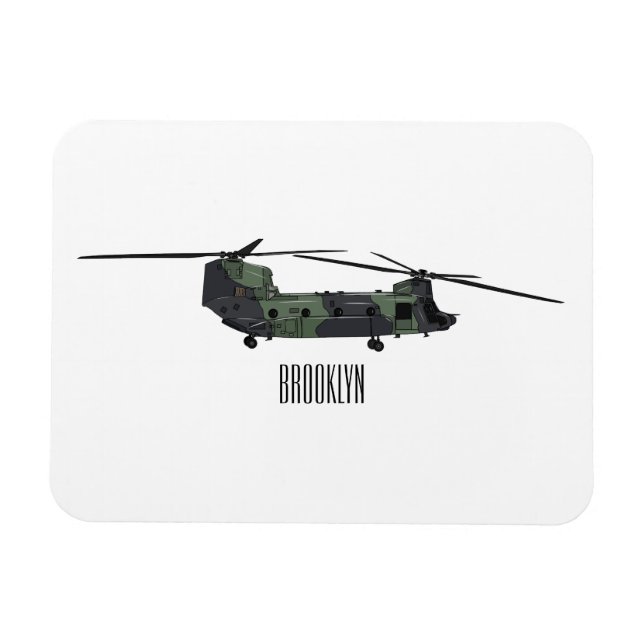 Chinook army helicopter cartoon illustration magnet (Horizontal)