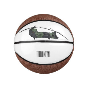 Chinook army helicopter cartoon illustration mini basketball