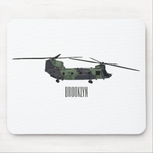 Chinook army helicopter cartoon illustration mouse mat