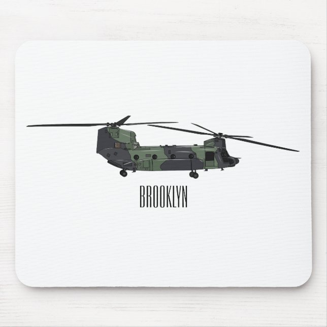 Chinook army helicopter cartoon illustration mouse mat (Front)