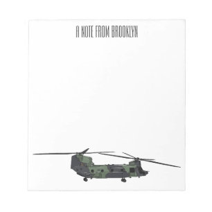 Chinook army helicopter cartoon illustration notepad