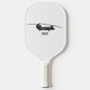 Chinook army helicopter cartoon illustration pickleball paddle