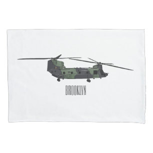 Chinook army helicopter cartoon illustration pillowcase