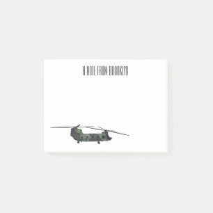 Chinook army helicopter cartoon illustration post-it notes