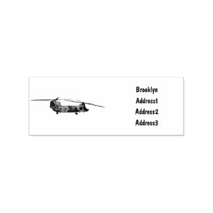 Chinook army helicopter cartoon illustration rubber stamp