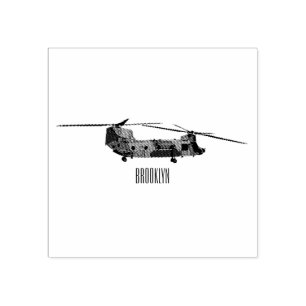 Chinook army helicopter cartoon illustration rubber stamp