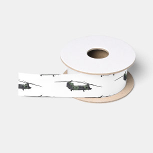 Chinook army helicopter cartoon illustration satin ribbon