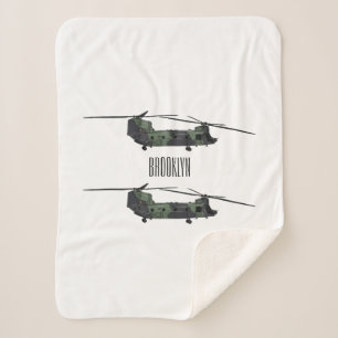 Chinook army helicopter cartoon illustration sherpa blanket