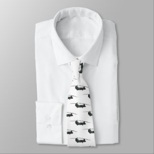 Chinook army helicopter cartoon illustration tie