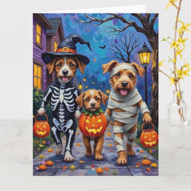 Chinook Dogs Trick-or-Treating Halloween Costume Card (Yellow Flower)