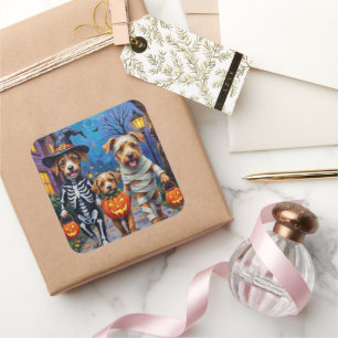 Chinook Dogs Trick-or-Treating Halloween Costume Square Sticker