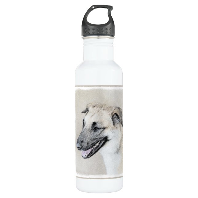 Chinook (Dropped Ears) Painting - Original Dog Art 710 Ml Water Bottle (Front)
