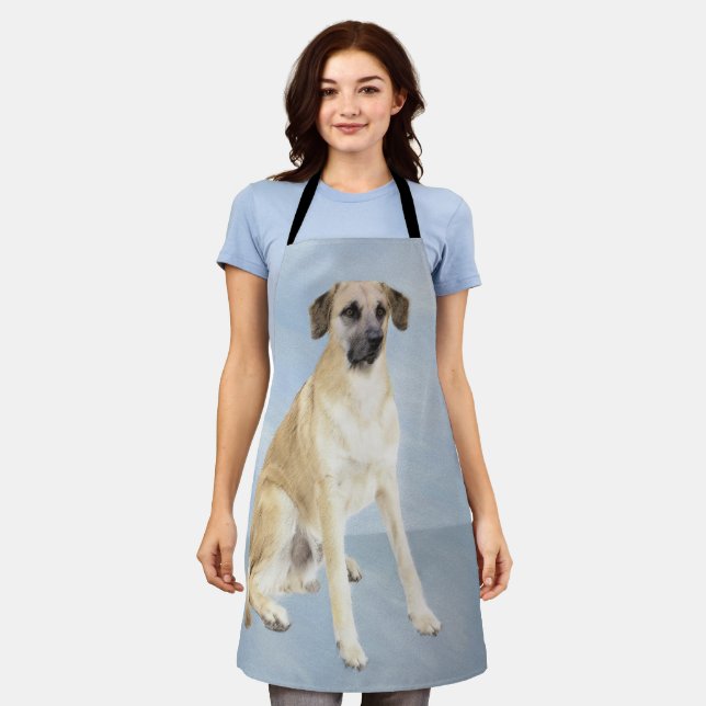 Chinook (Dropped Ears) Painting - Original Dog Art Apron (Worn)