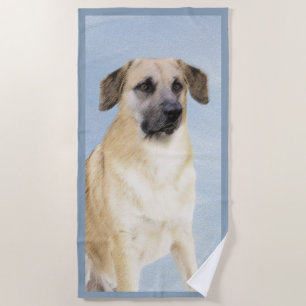 Chinook (Dropped Ears) Painting - Original Dog Art Beach Towel