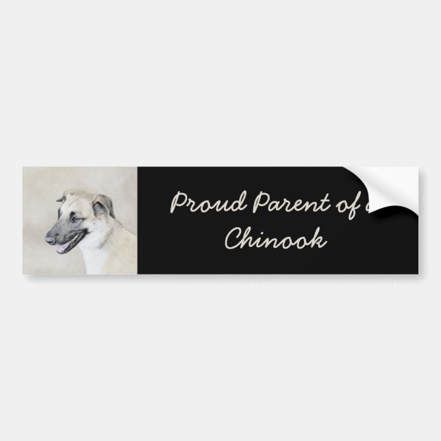 Chinook (Dropped Ears) Painting - Original Dog Art Bumper Sticker (Front)