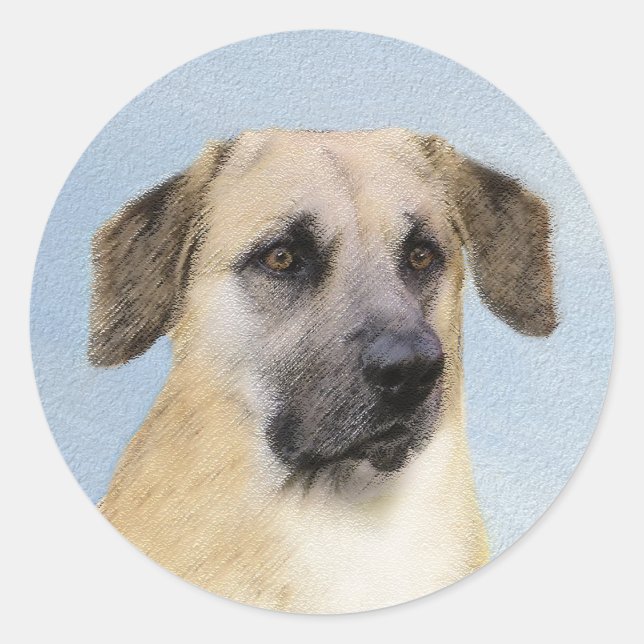 Chinook (Dropped Ears) Painting - Original Dog Art Classic Round Sticker (Front)