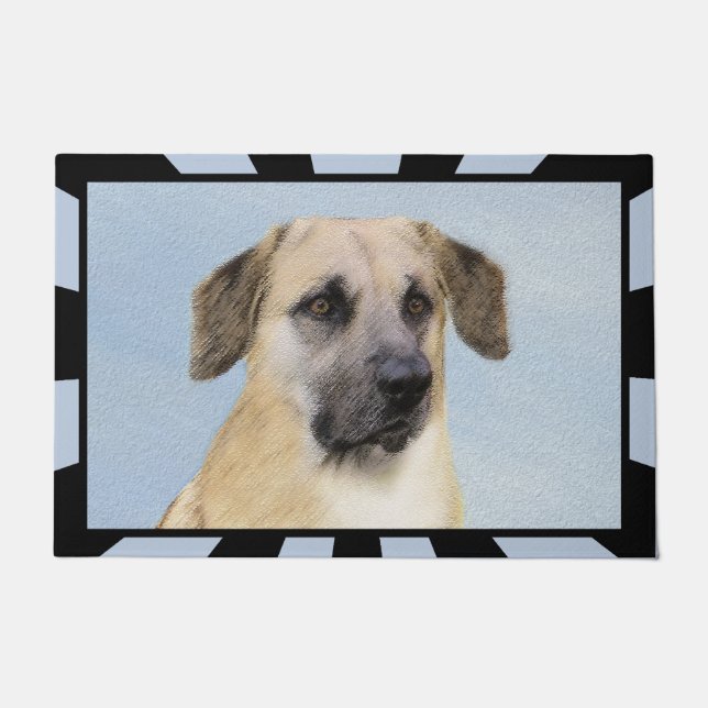 Chinook (Dropped Ears) Painting - Original Dog Art Doormat (Front)