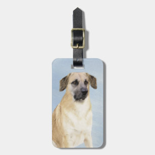 Chinook (Dropped Ears) Painting - Original Dog Art Luggage Tag
