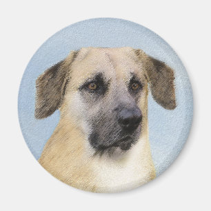 Chinook (Dropped Ears) Painting - Original Dog Art Magnet