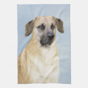Chinook (Dropped Ears) Painting - Original Dog Art Tea Towel