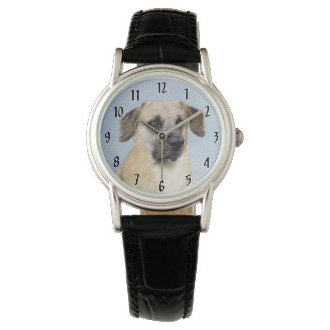 Chinook (Dropped Ears) Painting - Original Dog Art Watch (Front)
