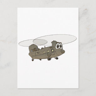Chinook Helicopter Cartoon Postcard