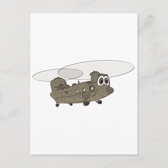 Chinook Helicopter Cartoon Postcard (Front)