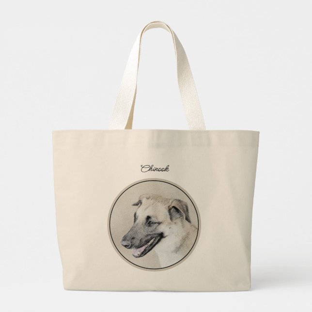 Chinook Helicopter Ear Painting Original Dog Art Large Tote Bag (Back)